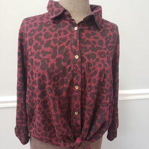 burgundy leopard blouse